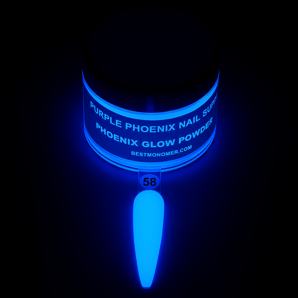 lue glow stick with 'Purple Phoenix Nail Supply' branding on a black background