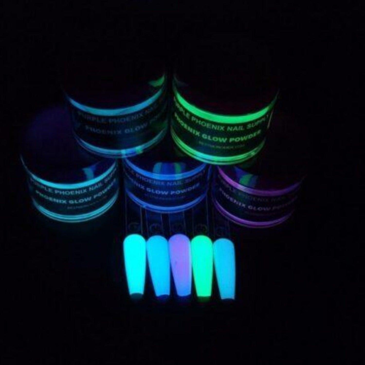 2 OUNCE GLOW IN THE DARK ACRYLIC POWDER FOR NAILS - Purple Phoenix Nail Supply