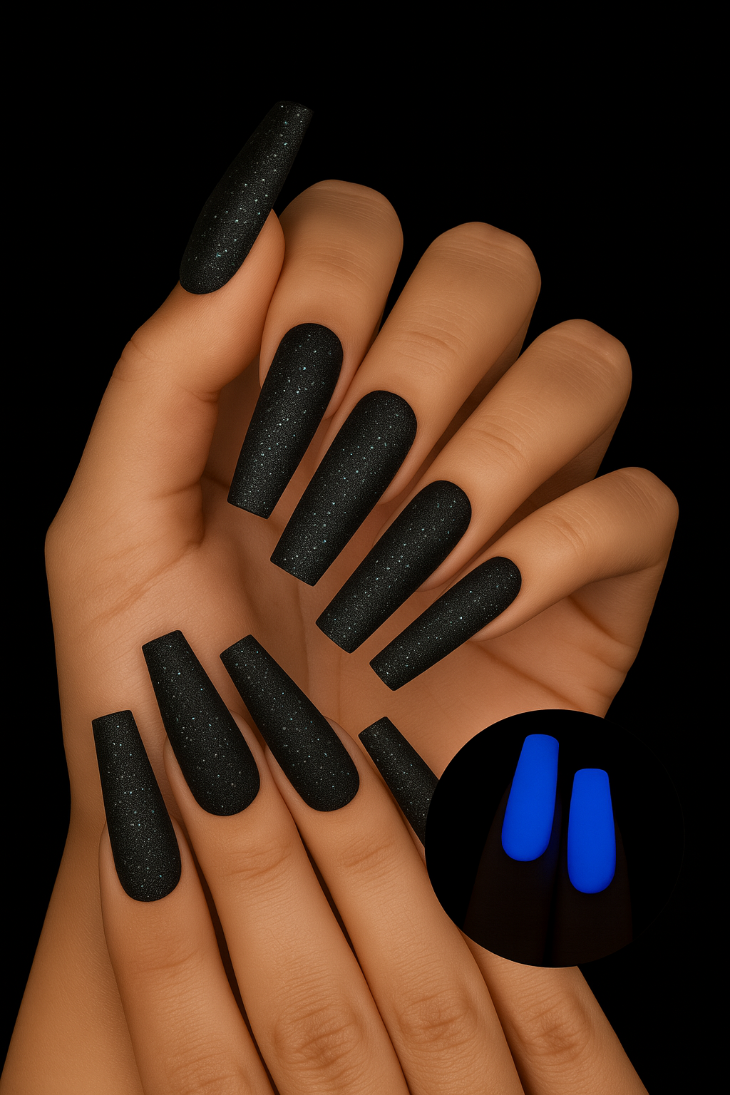Saturn's Halo Premium Glow Acrylic Powder Black with Blue Glow