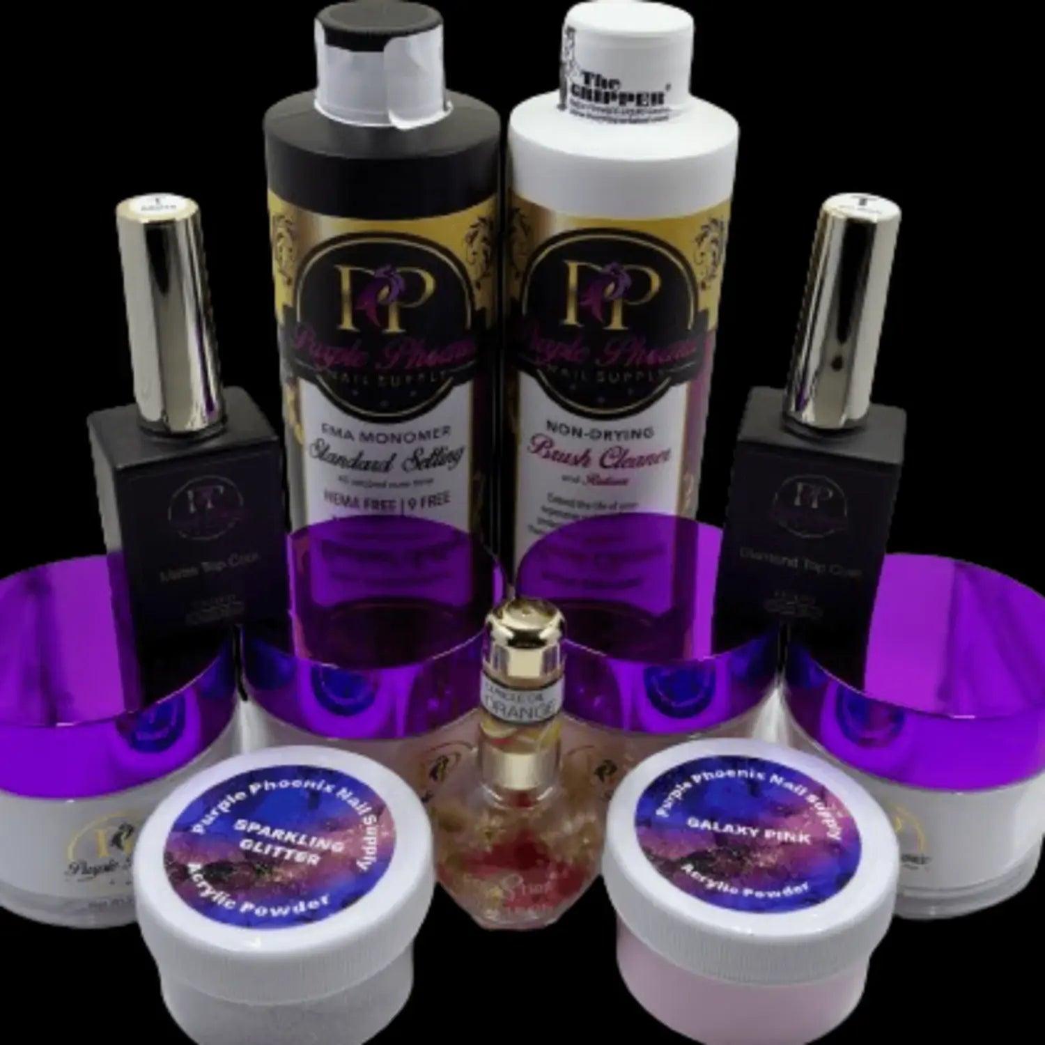 ACRYLIC STARTER KIT WITH YOUR CHOICE OF MONOMER STANDARD OR PRO SETTING - Purple Phoenix Nail Supply