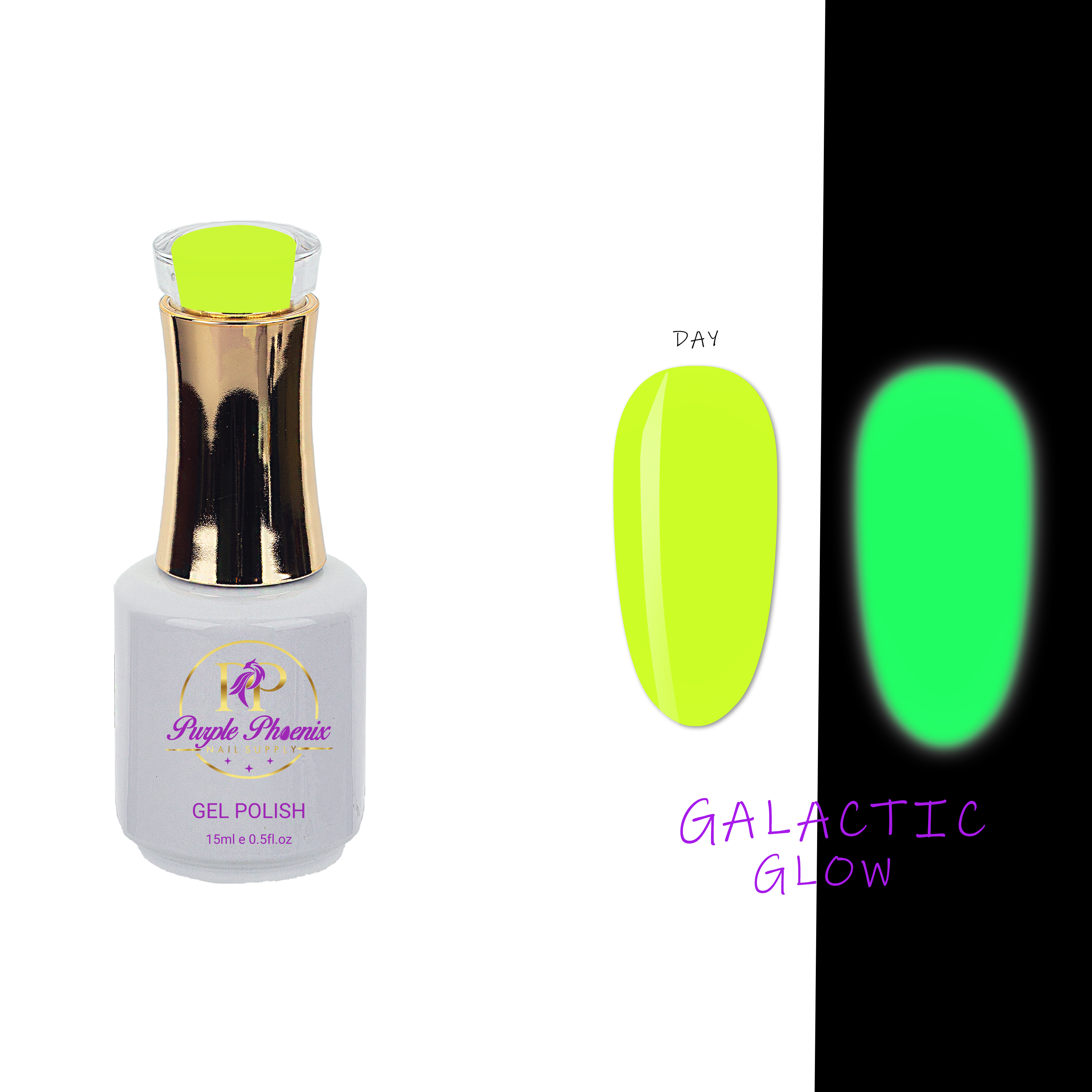 #51 Galactic Glow Gel Polish - Vivid Day to Night Glow | Purple Phoenix Nail Supply