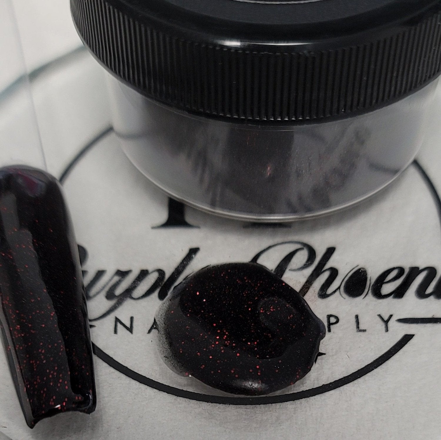 Scarlet Moon Acrylic Powder - 1 oz in captivating red shimmer with black base